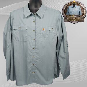 Carhartt Force Ridgefield Shirt Womens 2XL 20 102473 EUC Blue Vented Roll Tab